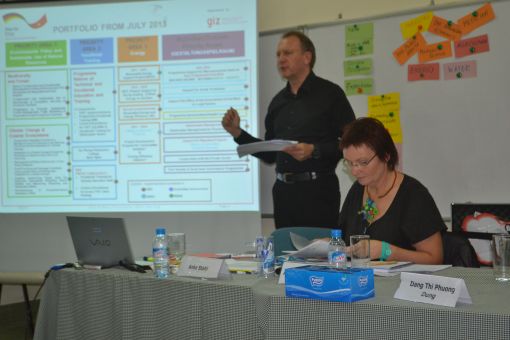 A representative from the GIZ introducing the participants to the current GIZ programme in Vietnam Photo: DAAD Hanoi